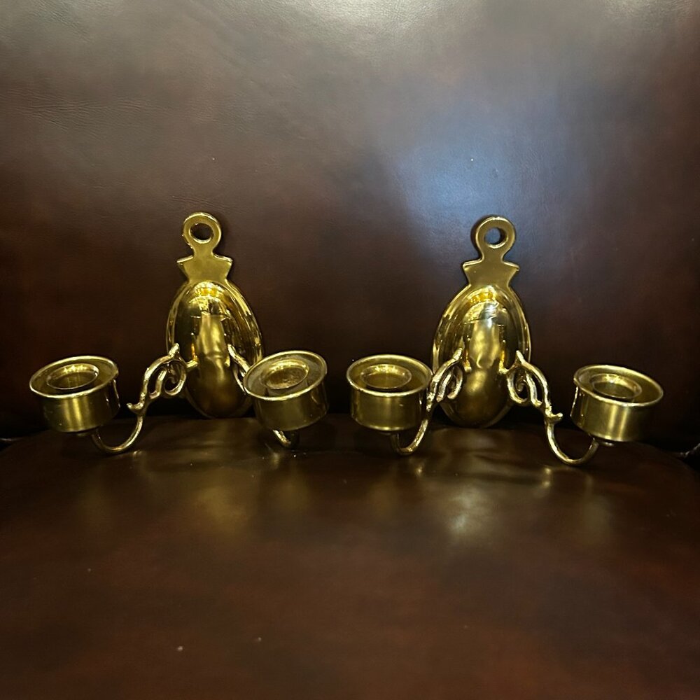 NWT Vintage Ethan Allen Solid Brass Candle Wall Scones Set of 2 - Picture 7 of 9